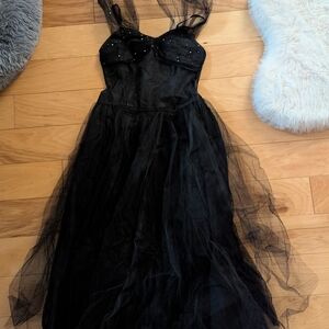 Black Tulle Vintage i Dress with Rhinestone Bodice